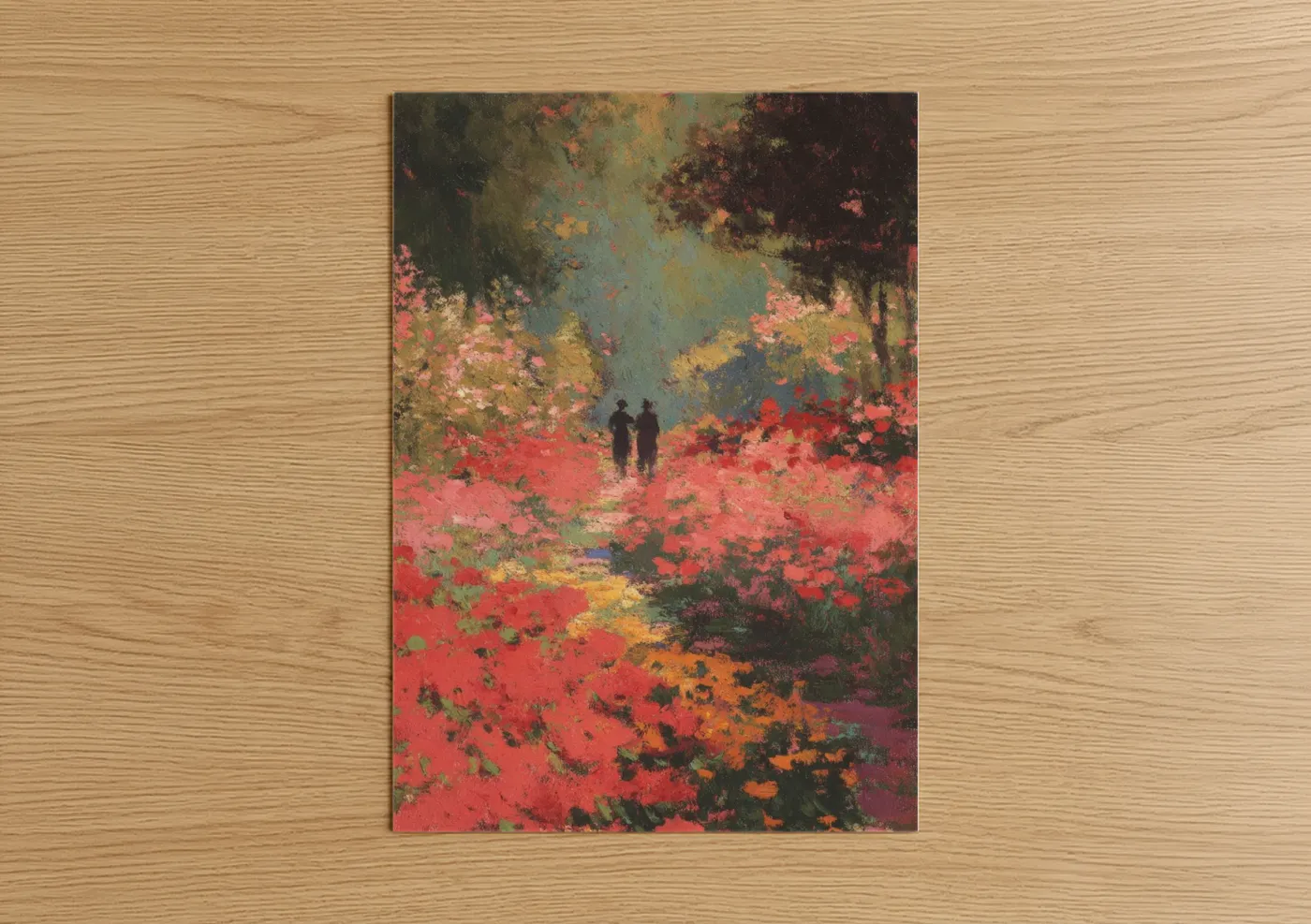Couple in Vibrant Flower Field Painting Wall Art