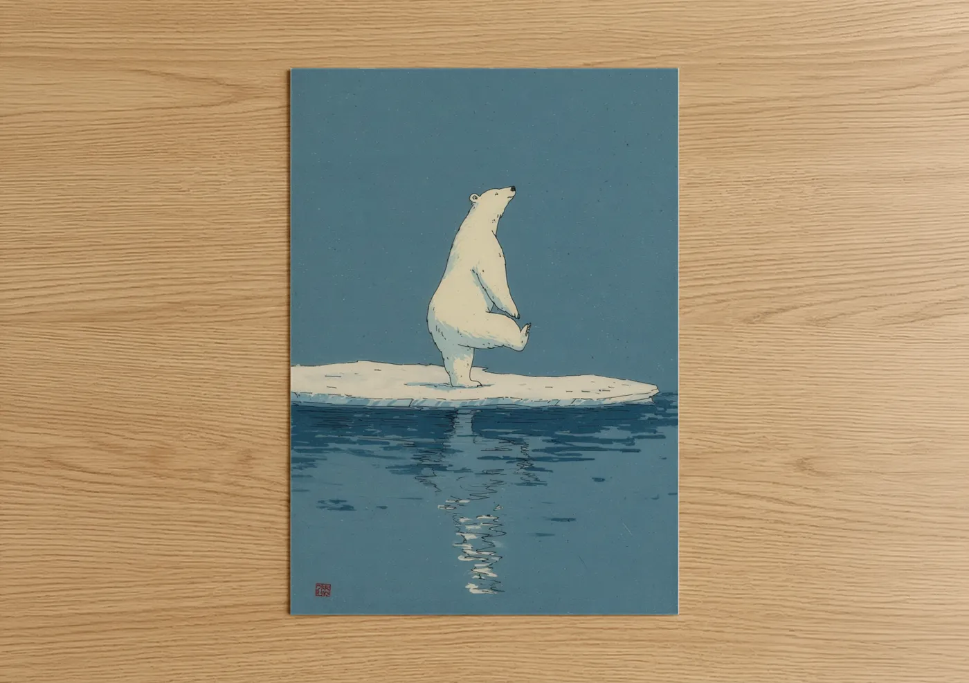 Upright Polar Bear on Ice Floe Wall Art