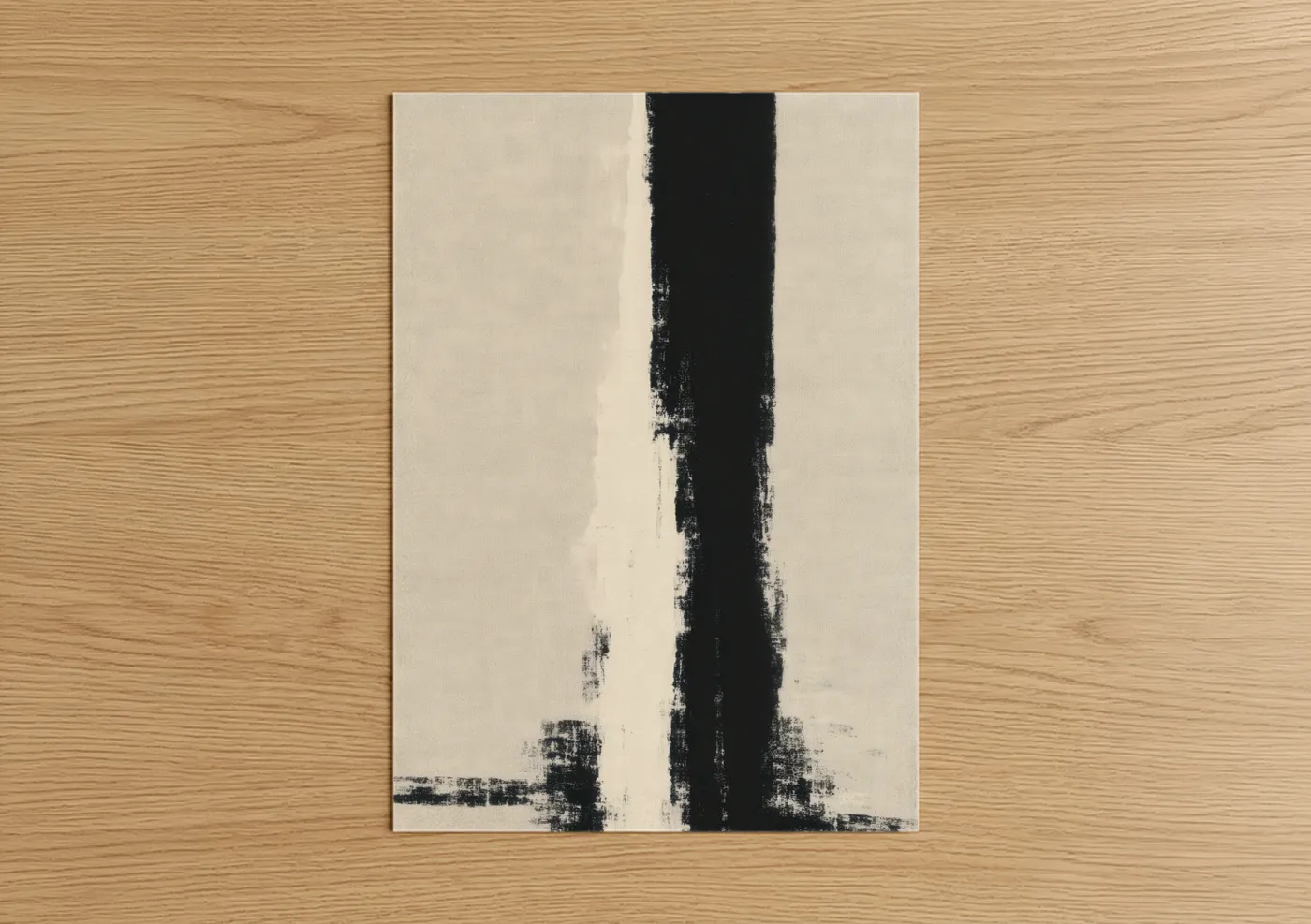 Vertical Minimalist Abstract Black White Wall Art