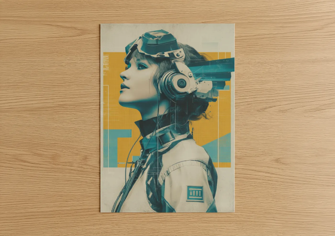 Cyber Musician Retrofuturism Headphones Wall Art