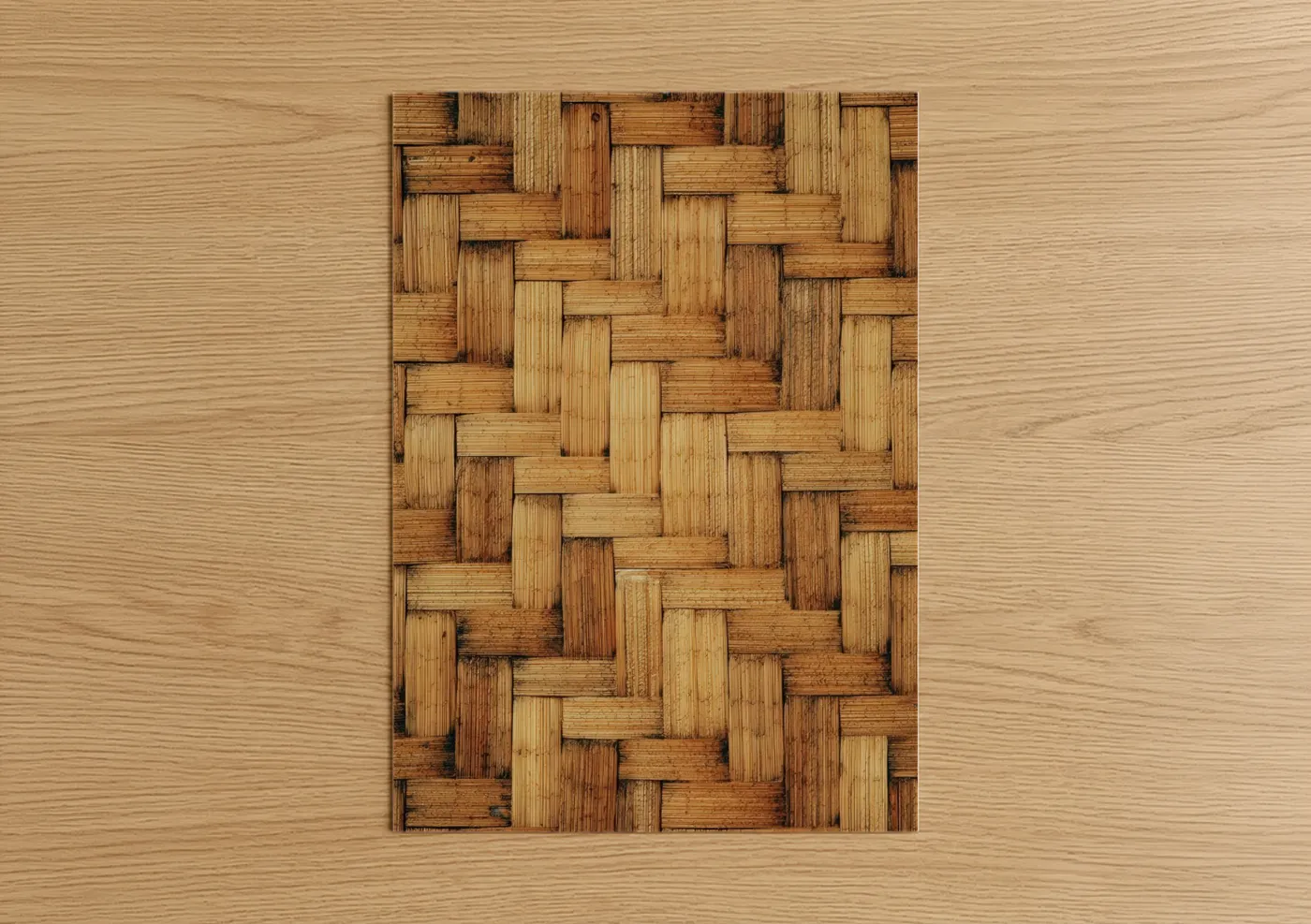 Woven Bamboo Herringbone Pattern Texture Wall Art