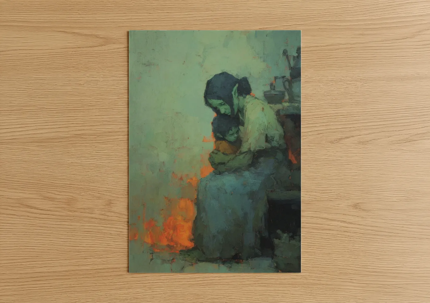 Weary Orc Guardian Dark Fantasy Wall Art
