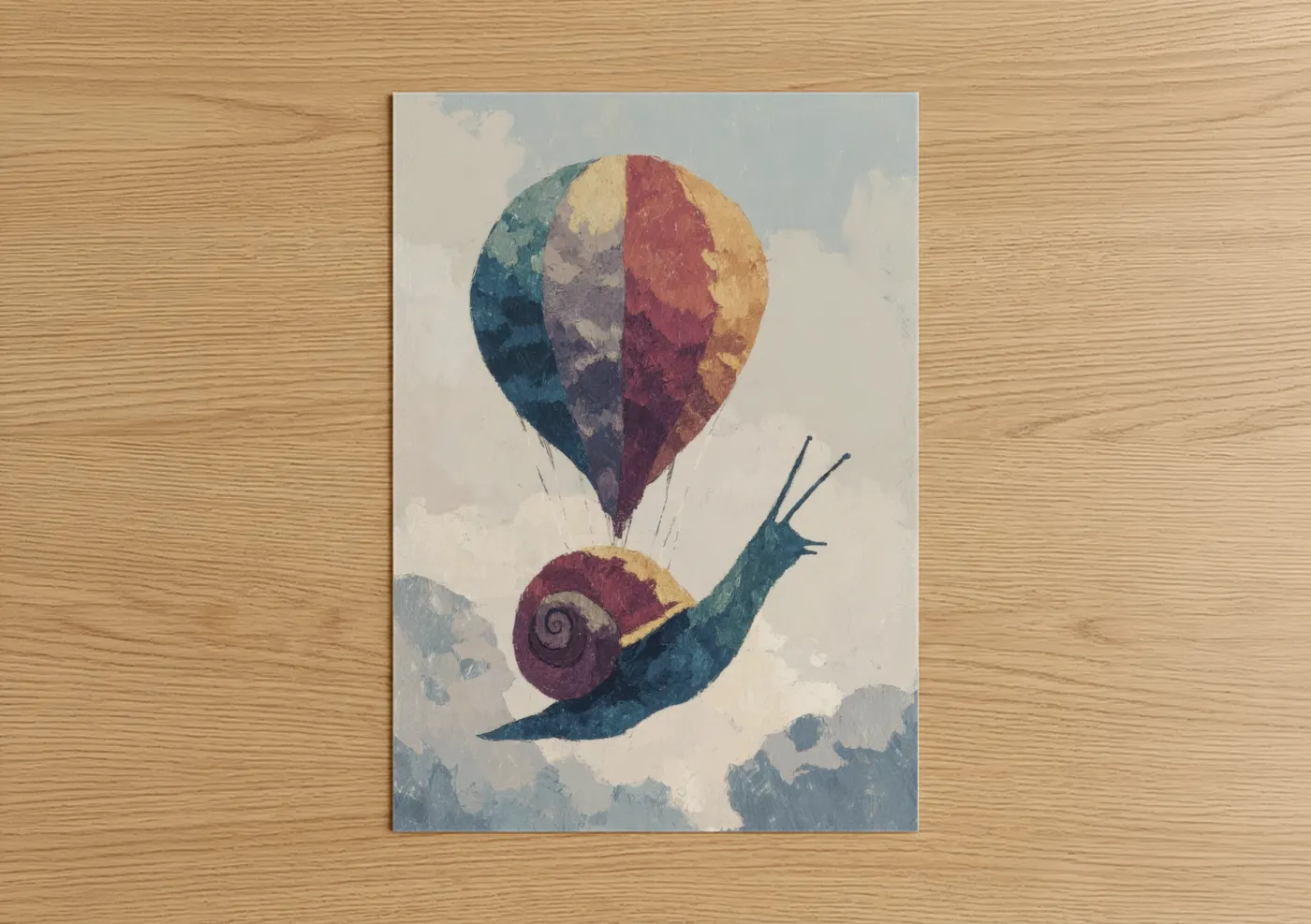 Whimsical Hot Air Balloon Snail Art Wall Art