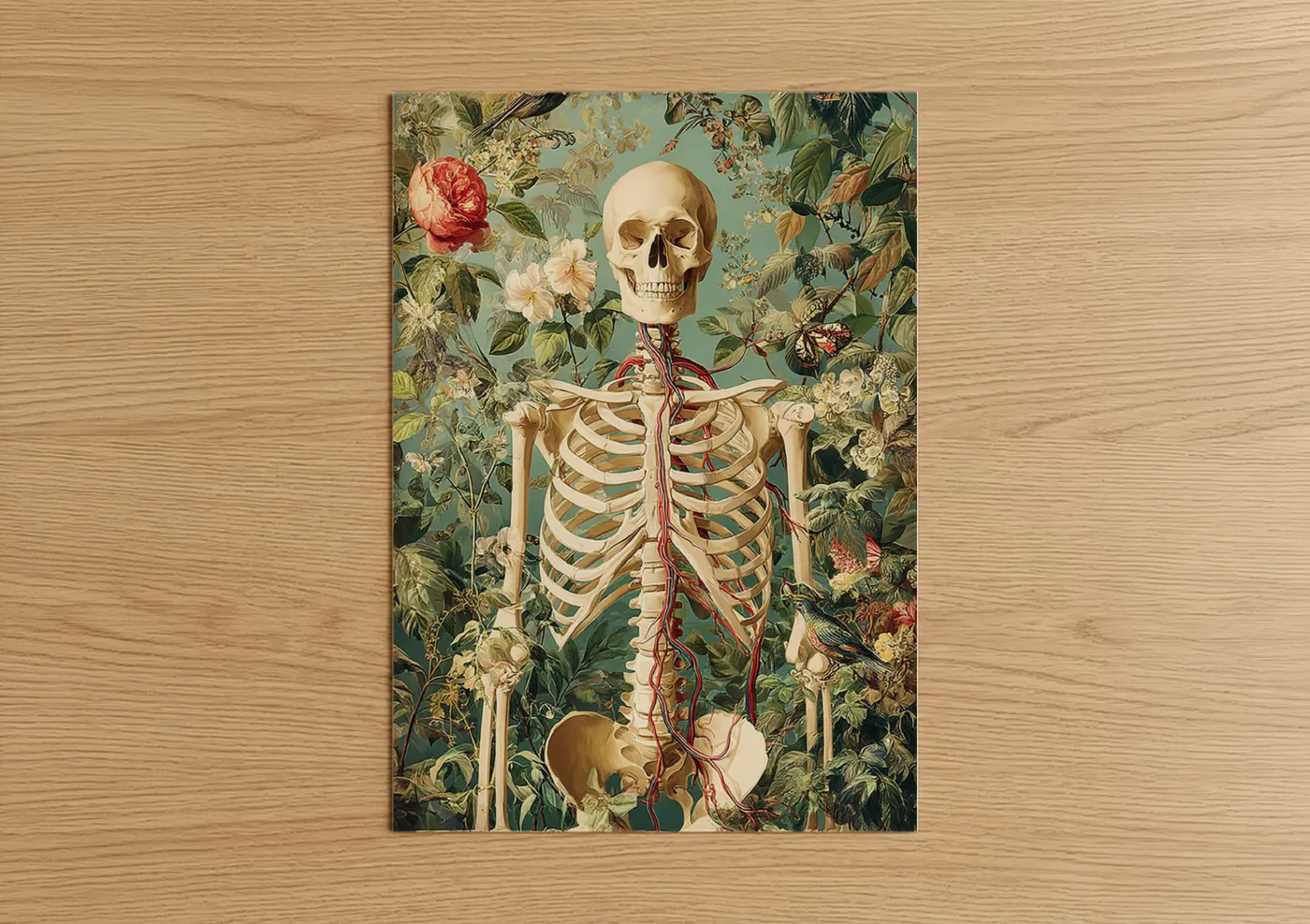 Botanical Skeleton Anatomy Floral Art Wall Art