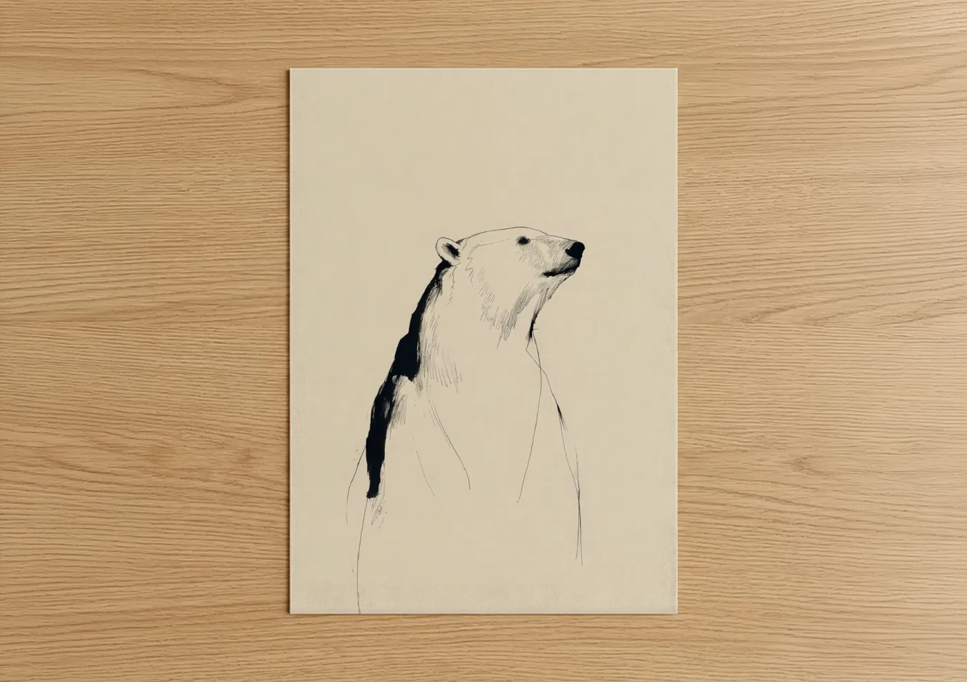 Upright Polar Bear Minimalist Line Wall Art