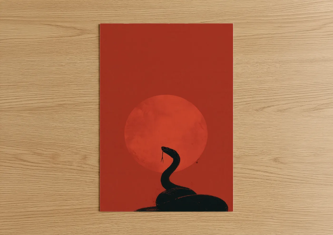 Python Silhouette Red Sunset Wall Art