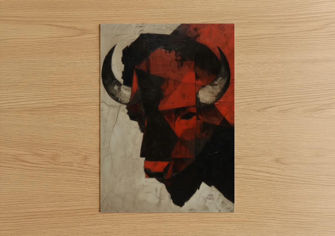 Crimson Bison Abstract Modern Wall Art