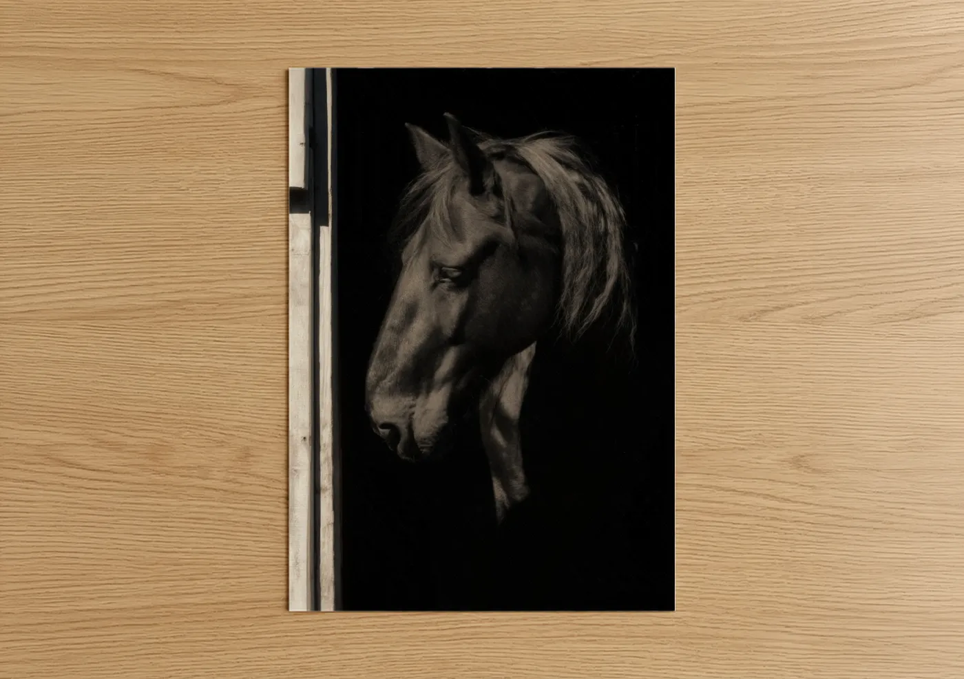 Black Friesian Horse Portrait Stable Wall Art