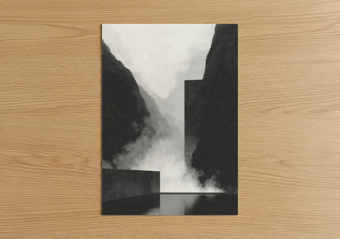 Misty Dam Valley Black and White Wall Art