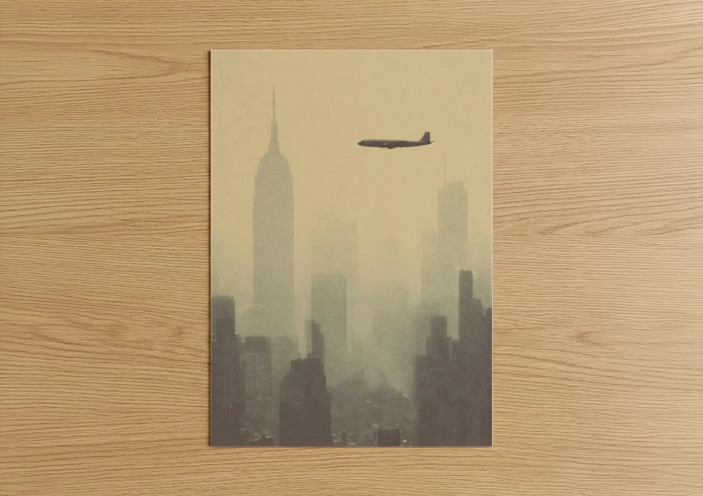 Vintage Plane Over Manhattan Skyline Wall Art