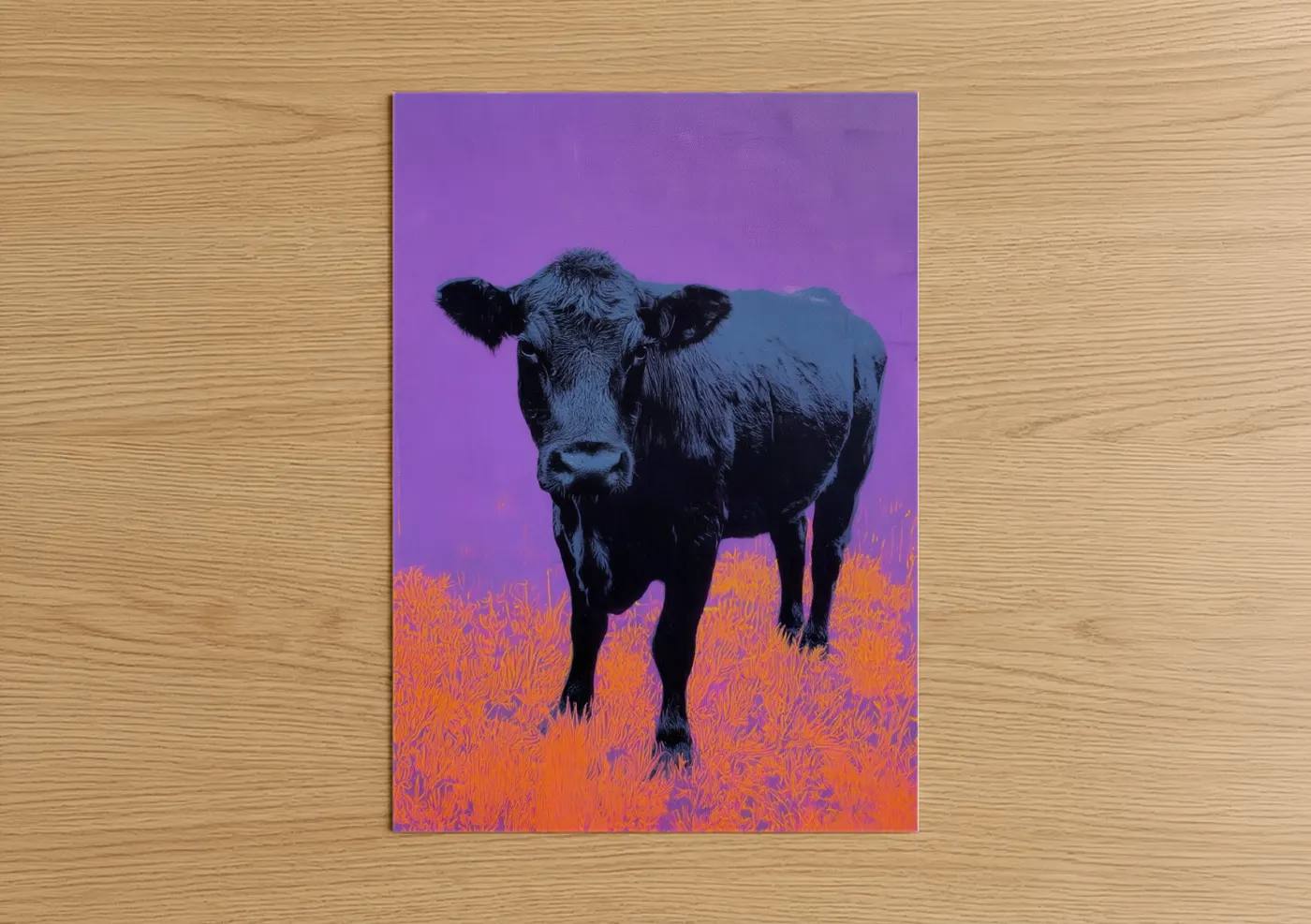 Neon Angus Cow Pop Wall Art