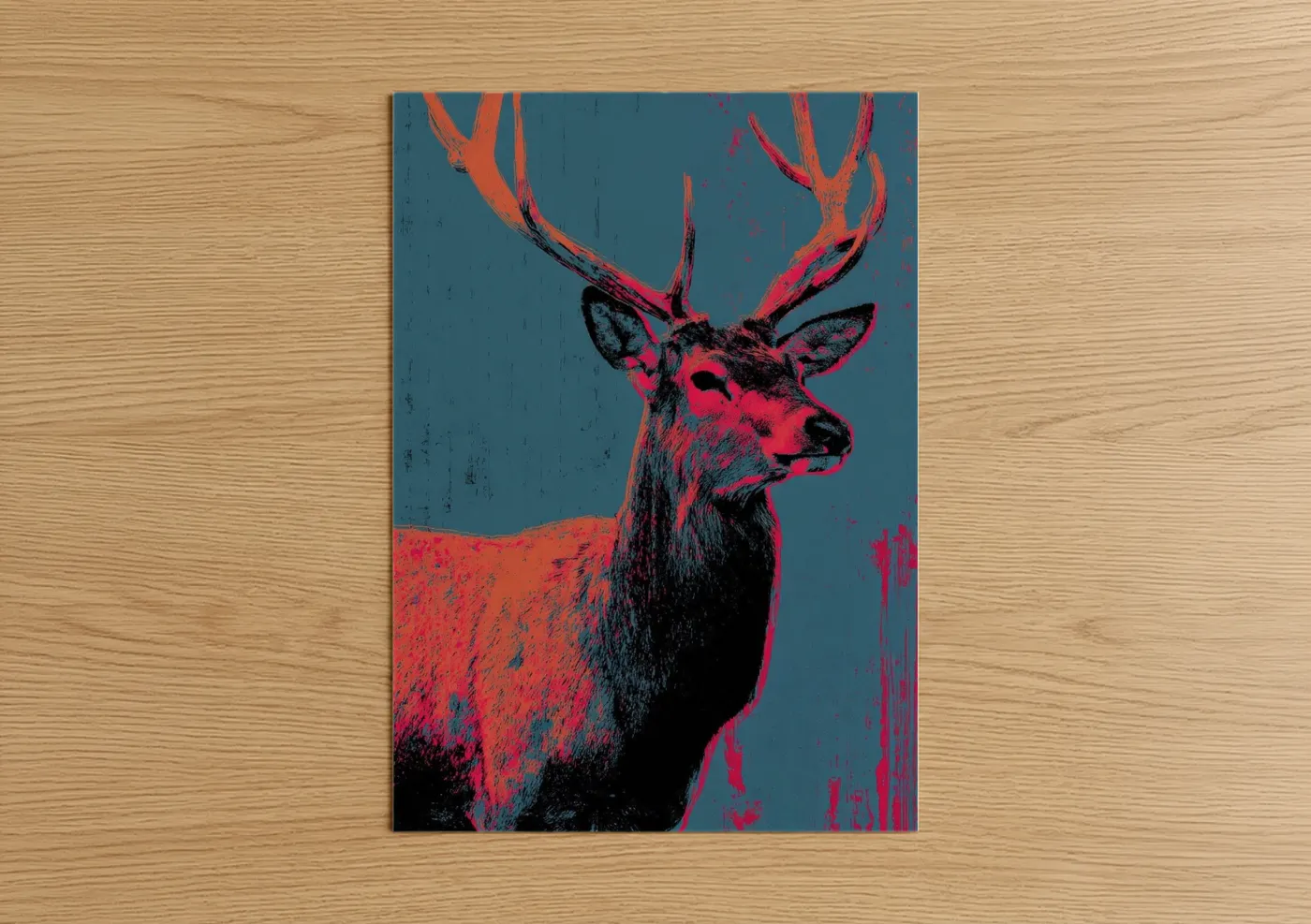 Neon Elk Portrait Pop Wall Art