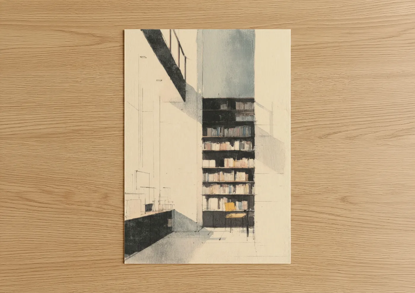 Modern Library Interior Architecture Design Wall Art