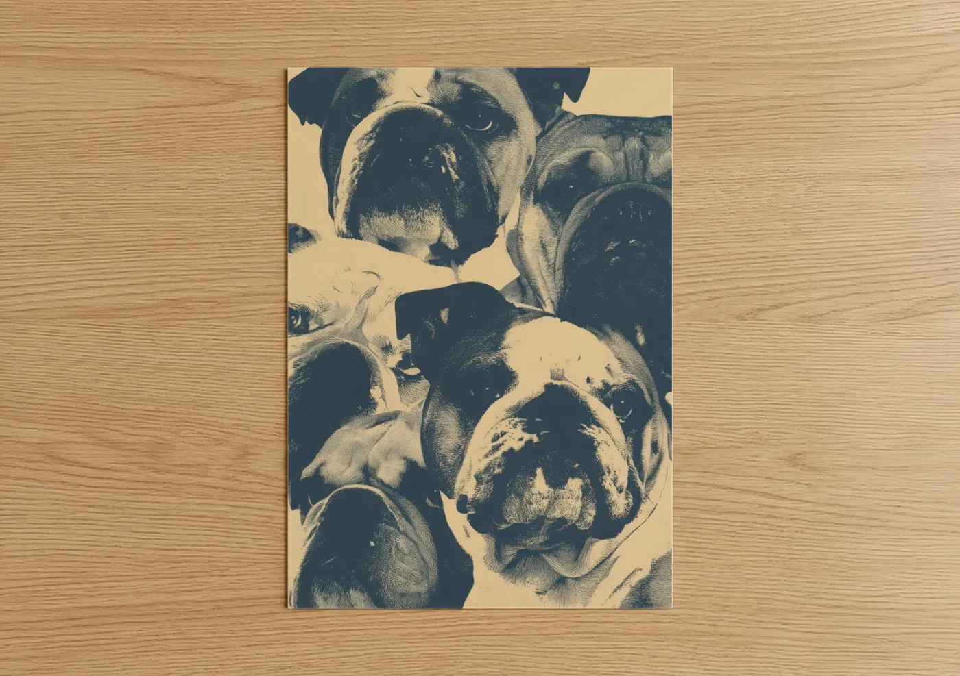 Bulldog Pack Portrait Vintage Wall Art