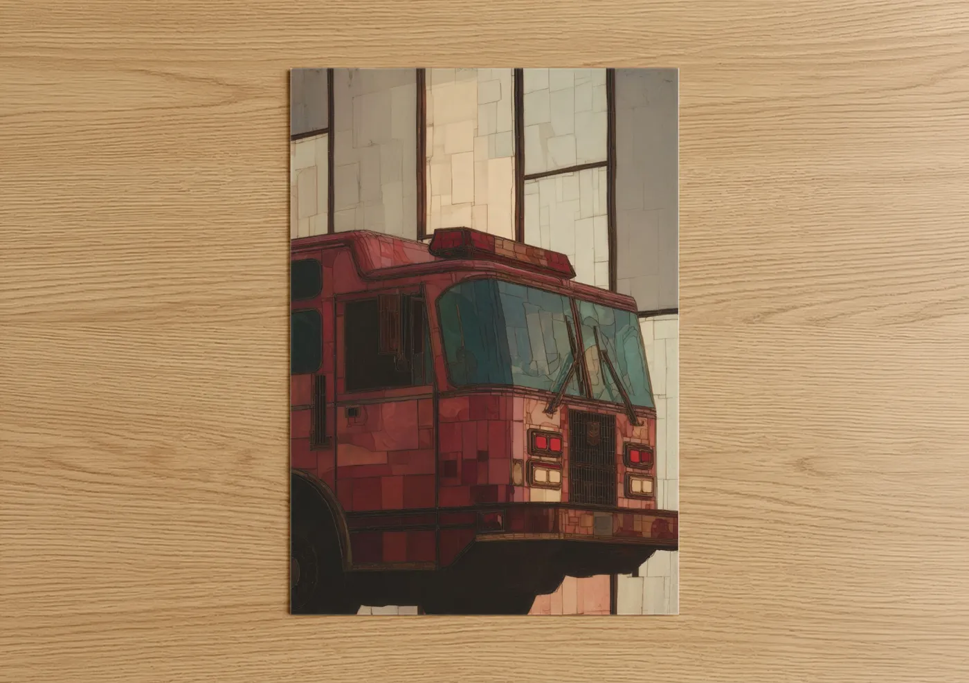 Modern Fire Engine Urban Architecture Wall Art