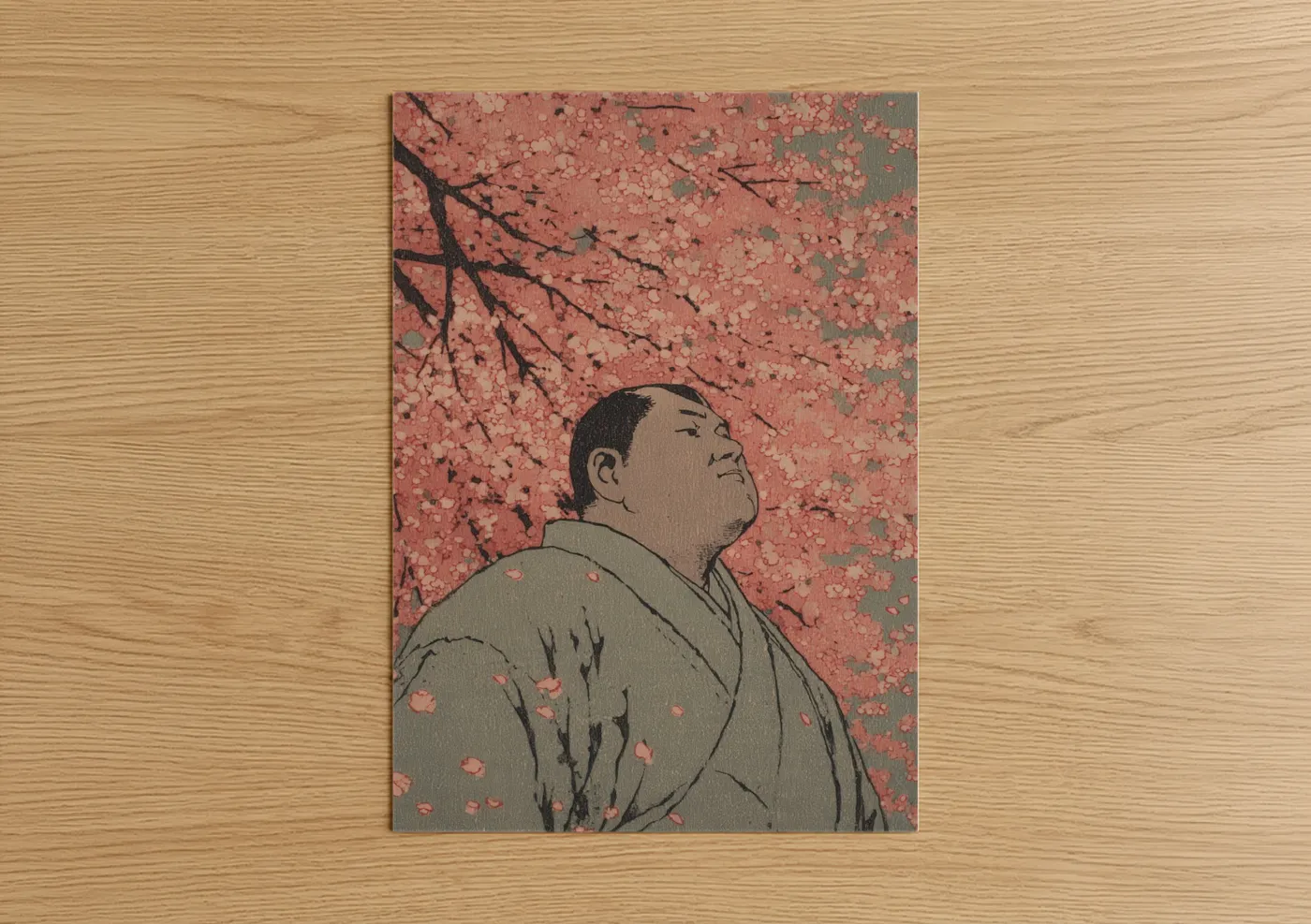 Cherry Blossom Wrestler Contemplative Wall Art