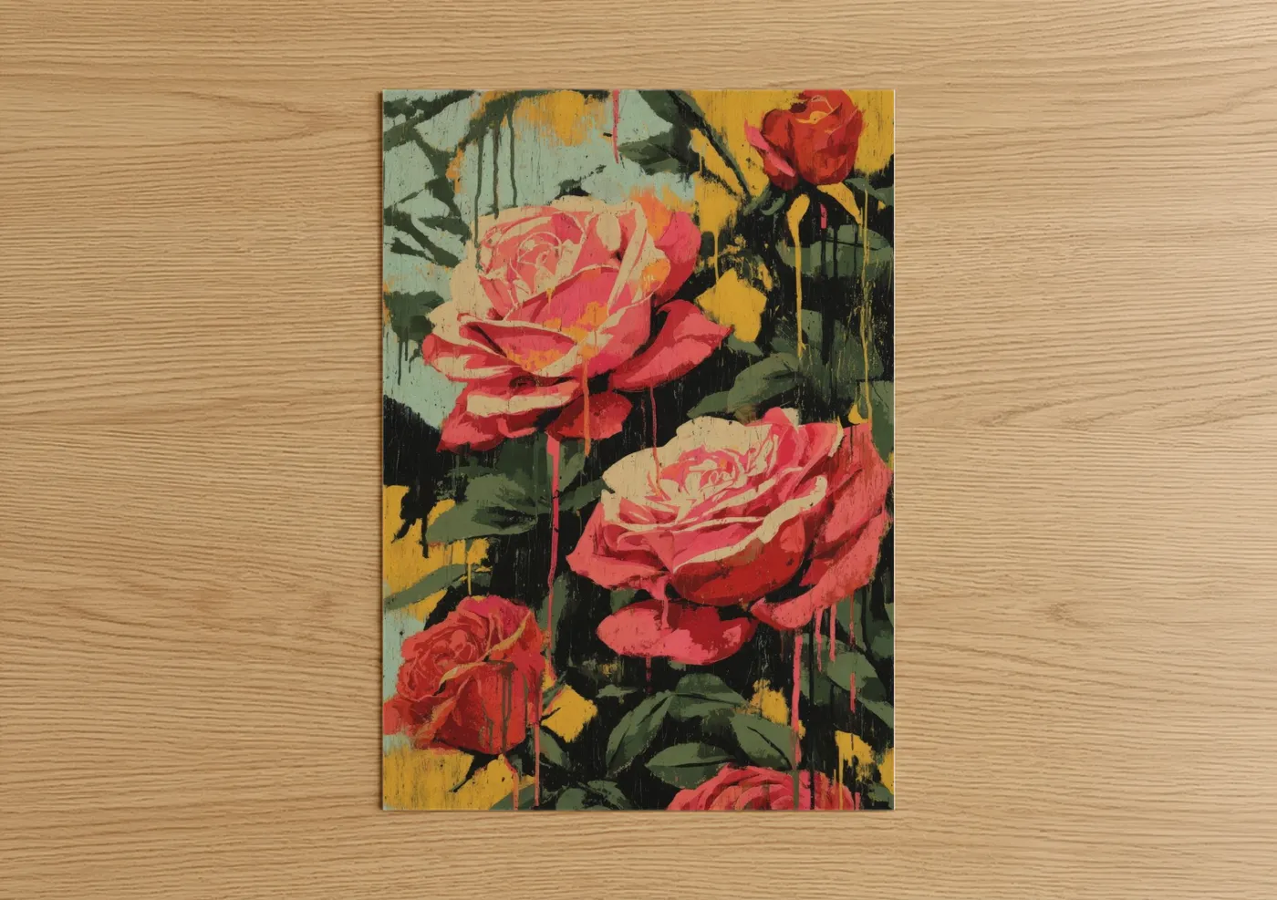Vibrant Rose Garden Abstract Floral Wall Art