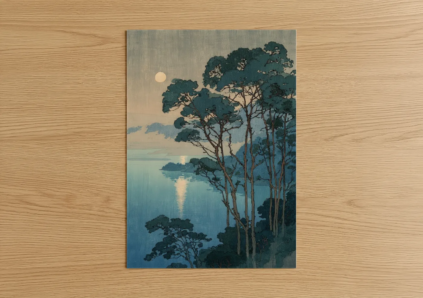 Moonlit Arbutus Tree Watercolor Wall Art