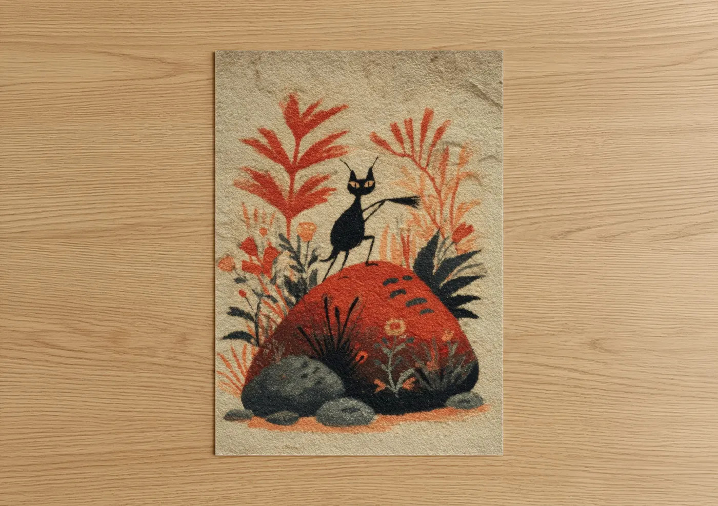 Black Ant Garden Illustration Coral Wall Art