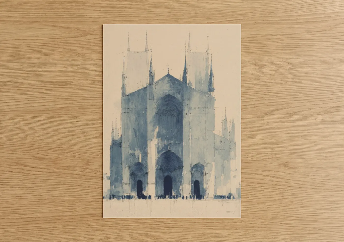 Gothic Cathedral Architecture Watercolor Wall Art