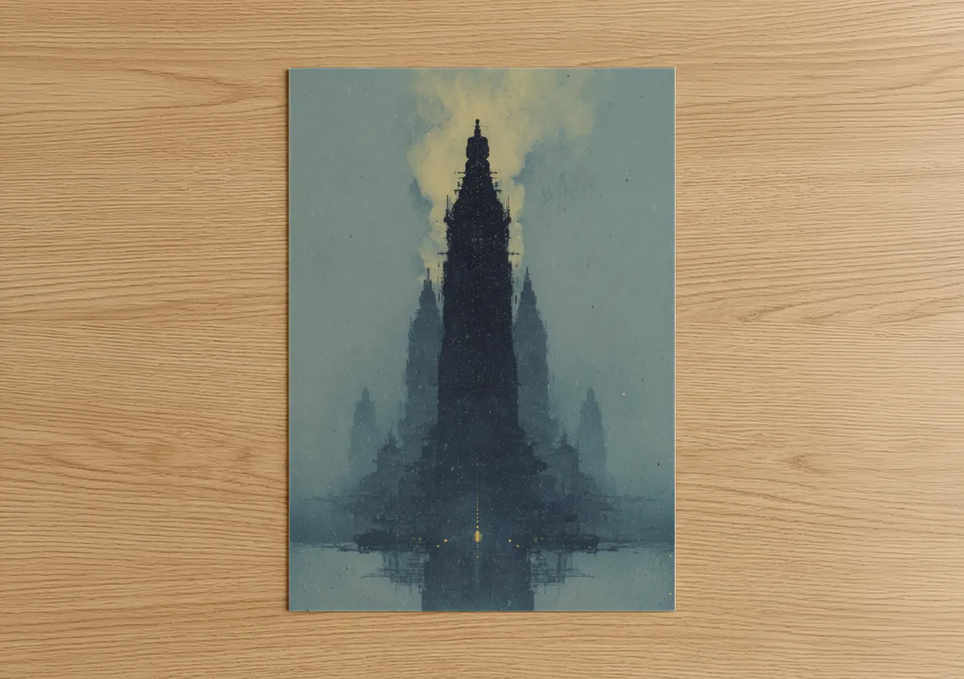 Futuristic Tower in Mist Science Fiction Wall Art
