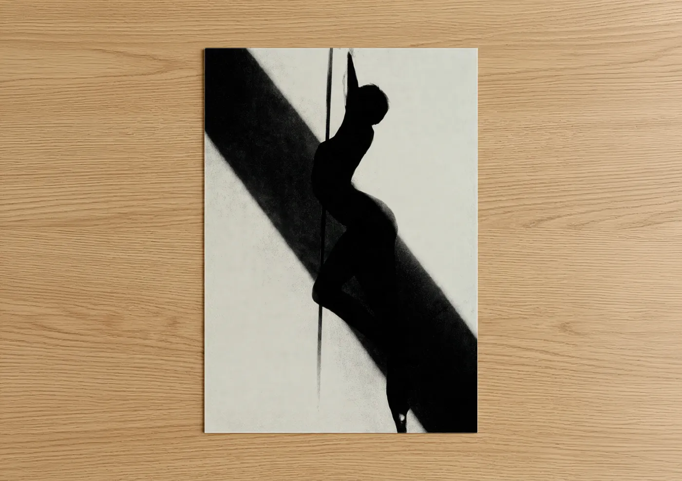 Pole Dancer Silhouette Black & White Wall Art