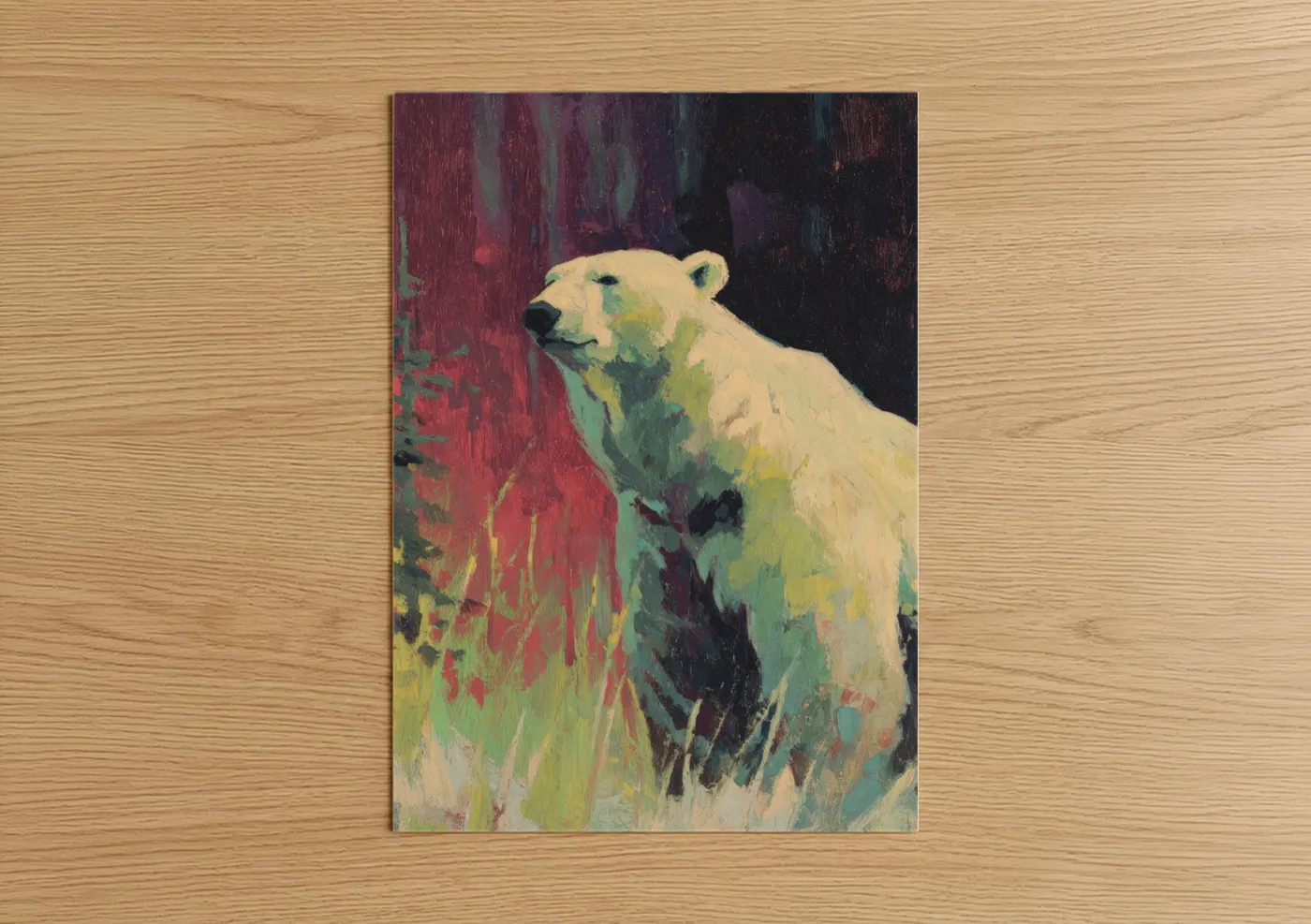 Contemplative Polar Bear Expressionist Wall Art