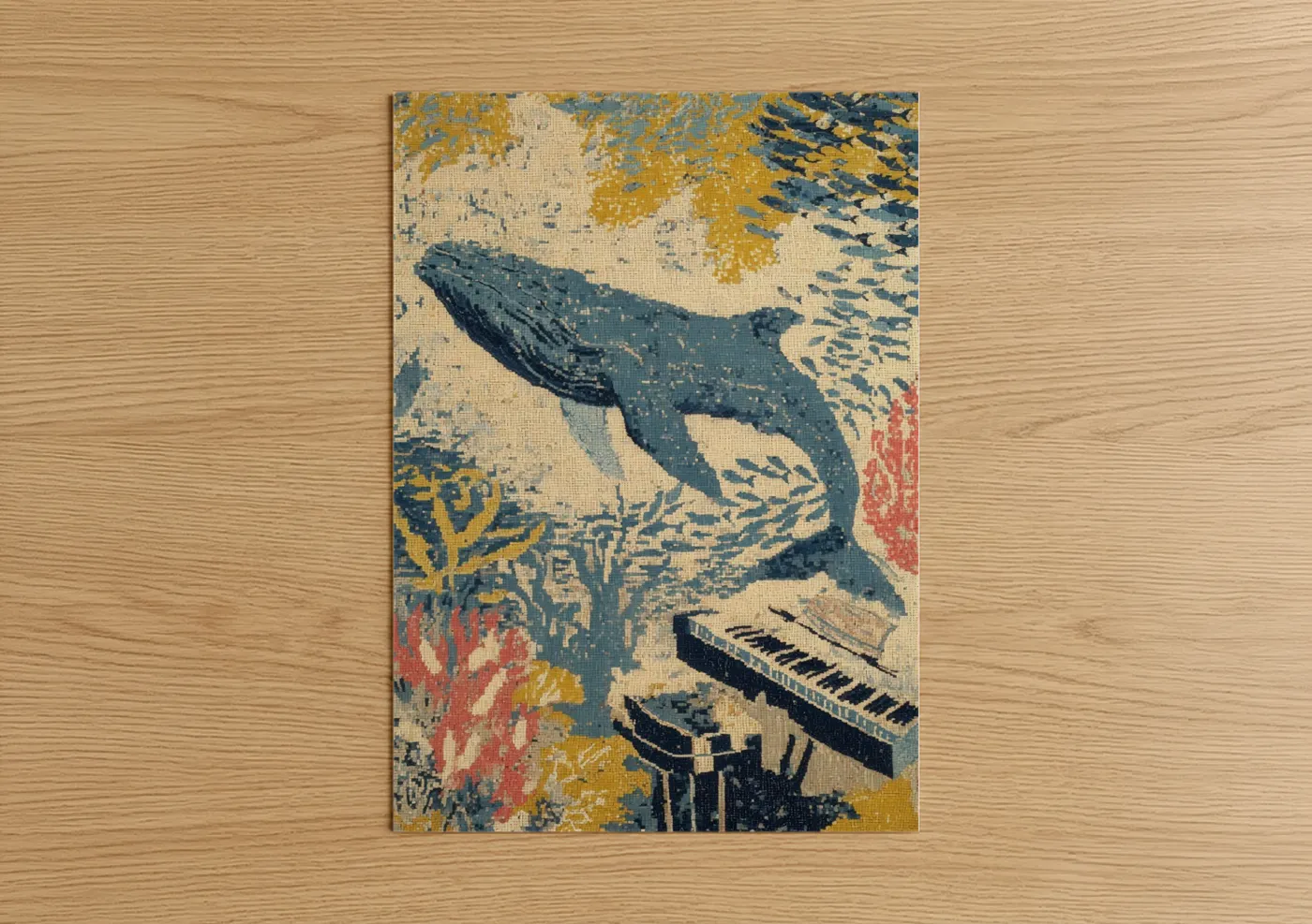 Blue Whale Cosmic Ocean Illustration Wall Art