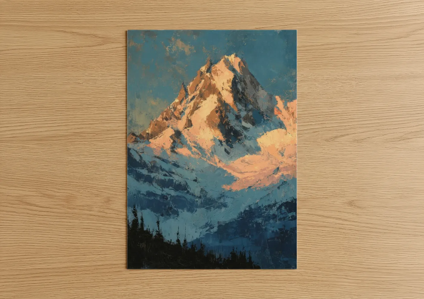 Snowy Mountain Golden Hour Sunrise Wall Art