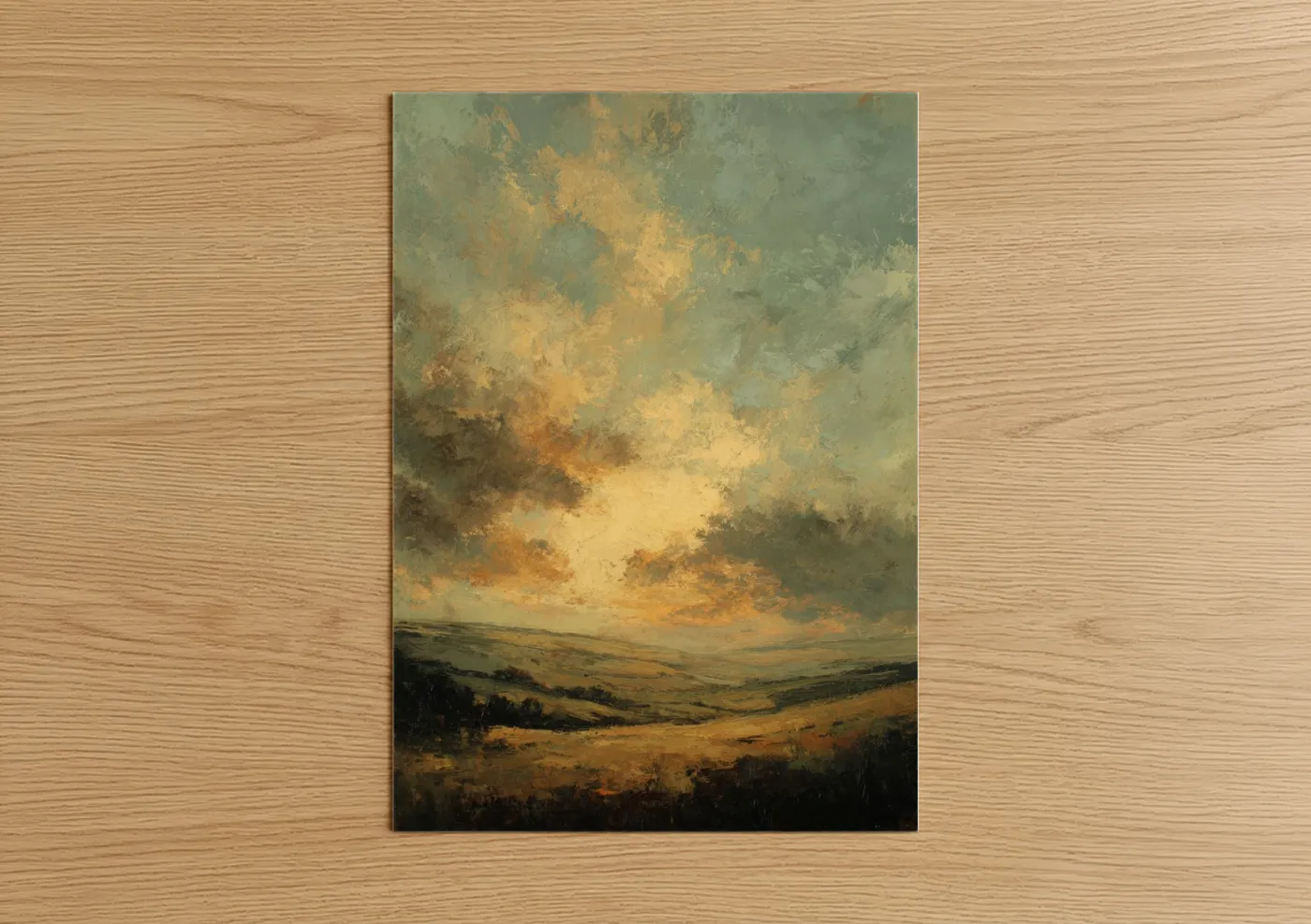 Golden Morning Sky Landscape Painting Wall Art