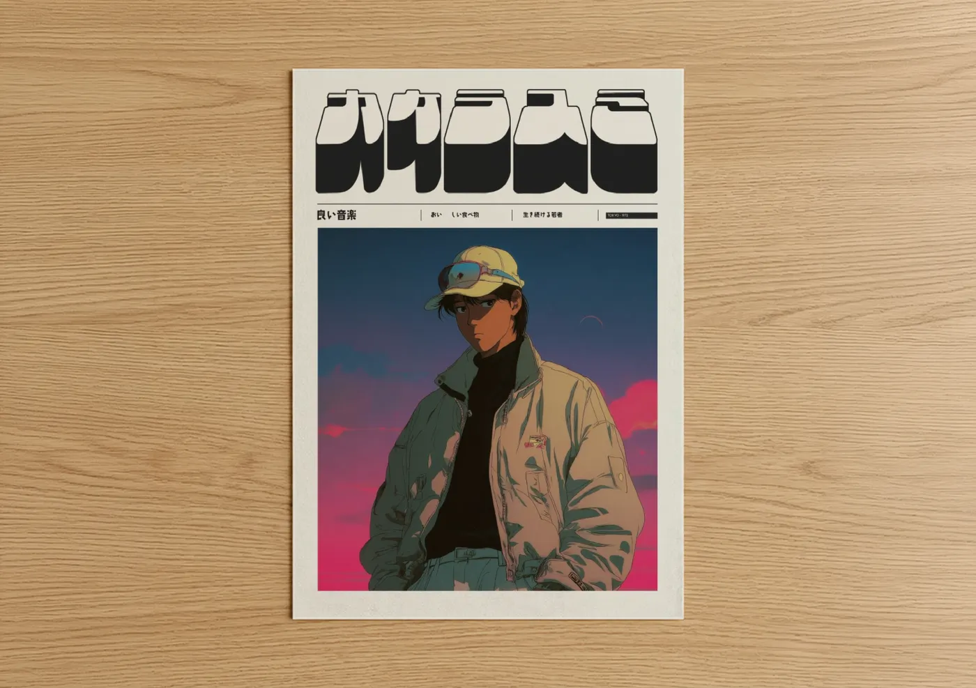 Anime Technician Sunset Aesthetic Wall Art