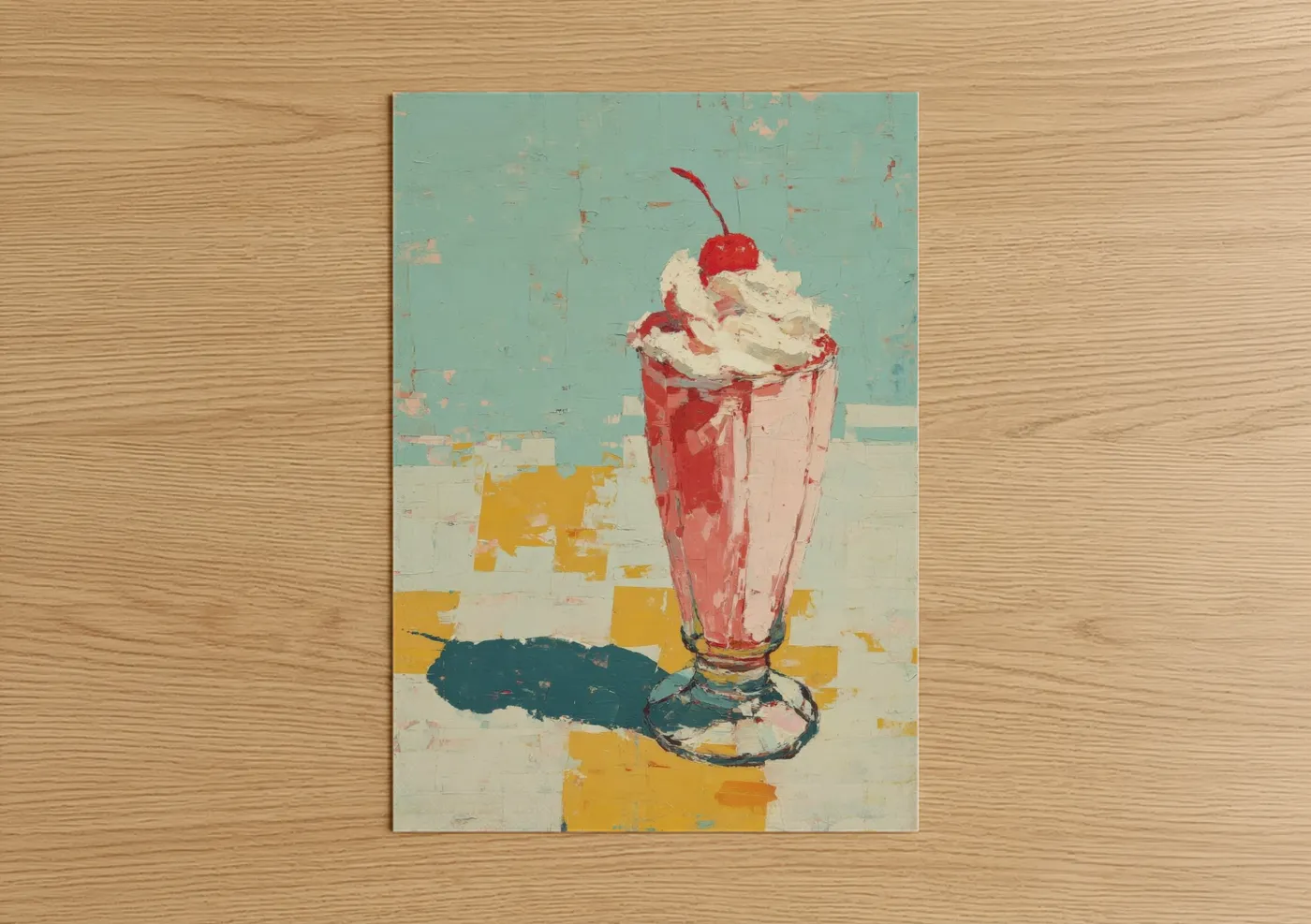 Cherry Sundae Milkshake Modern Wall Art