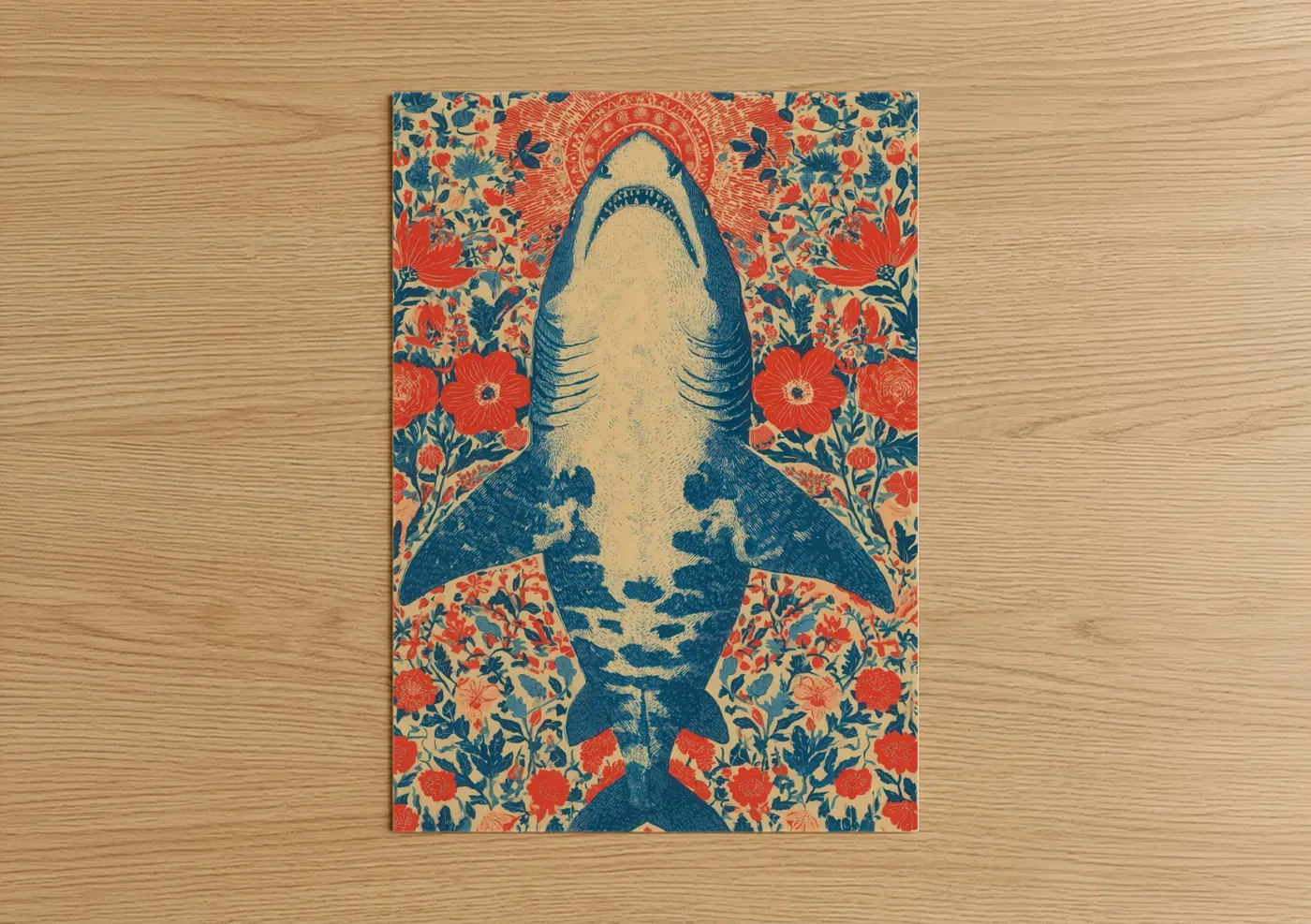 Sacred Basking Shark Floral Wall Art