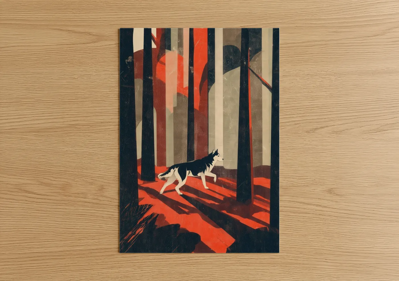Forest Husky Abstract Art Print Wall Art