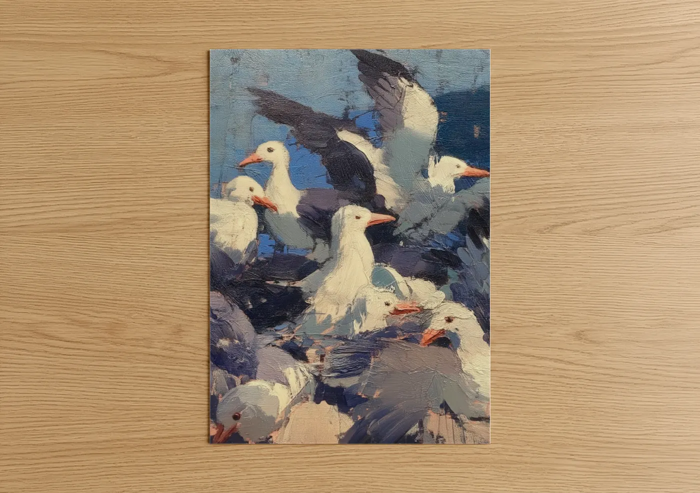 Seagull Flock Coastal Impressionist Wall Art