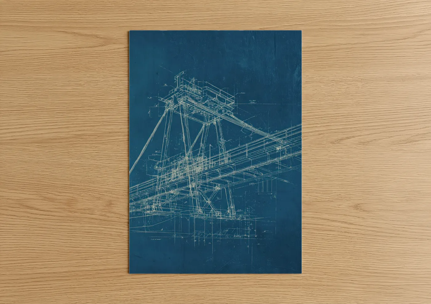 Industrial Bridge Blueprint Architecture Design Wall Art