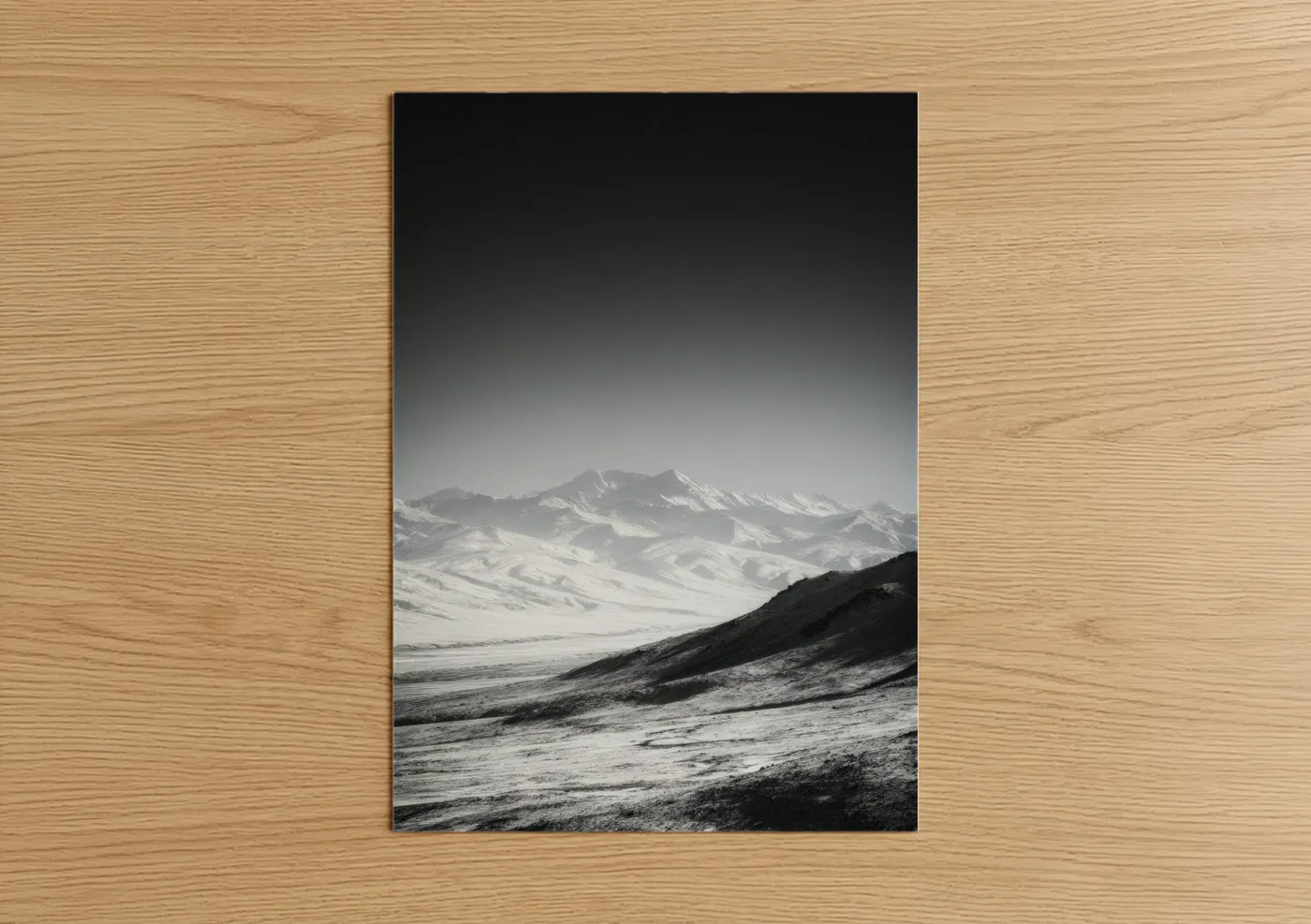 Snowy Alpine Glacier Black and White Wall Art