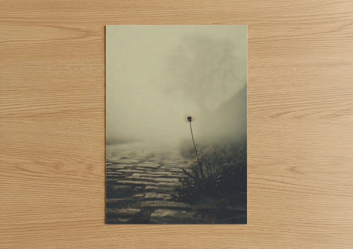 Solitary Dandelion Misty Morning Wall Art