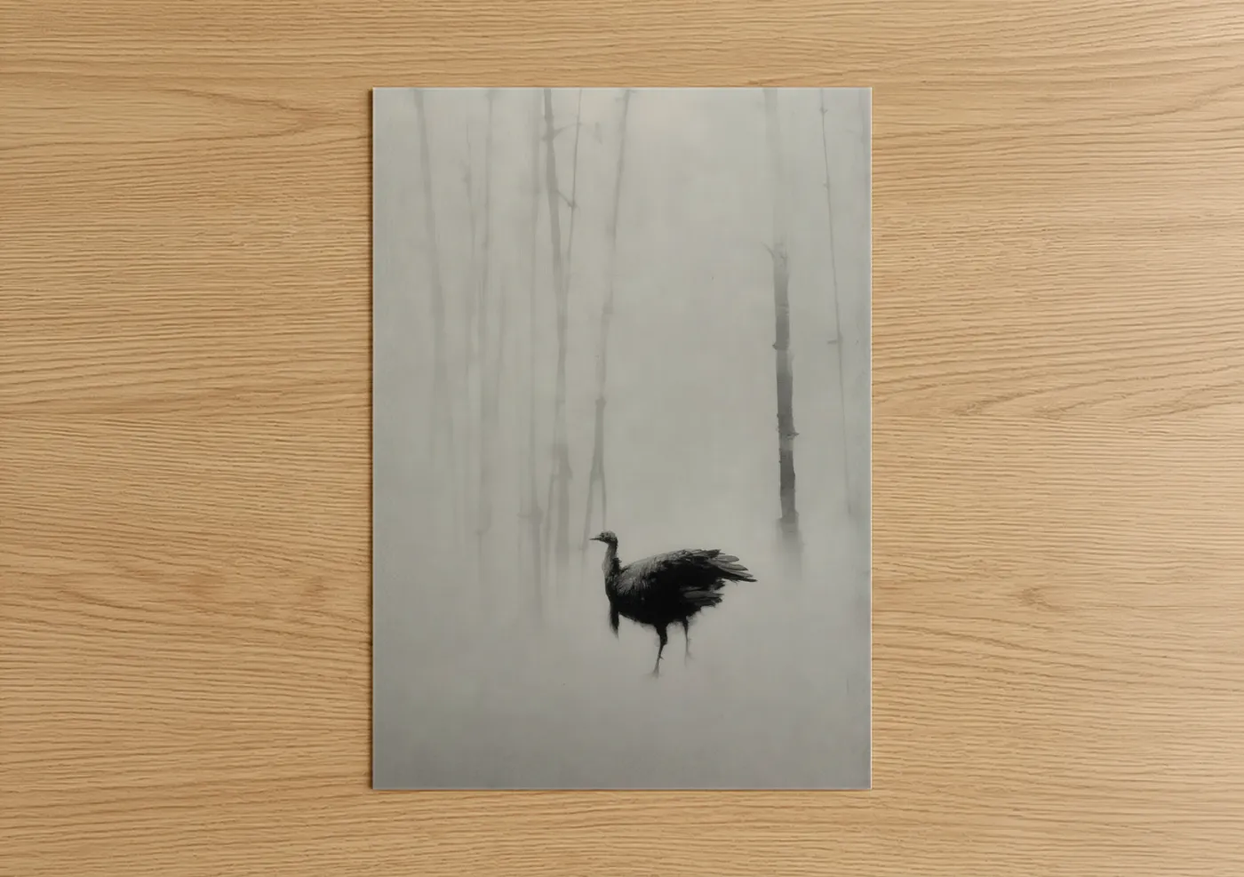 Solitary Turkey in Foggy Forest Mist Wall Art
