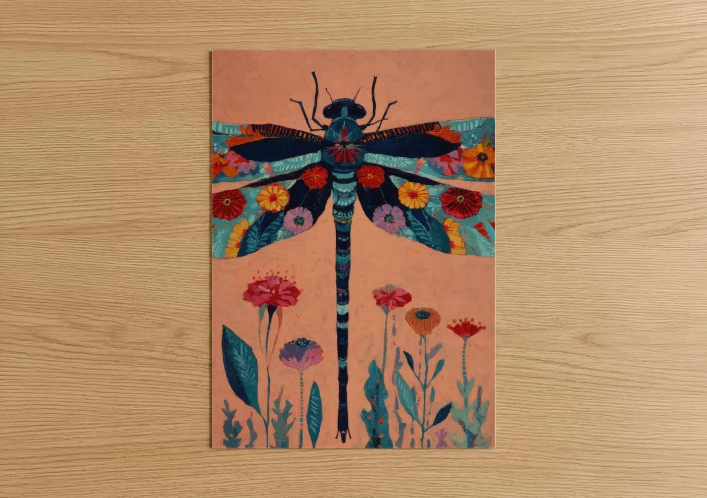 Wildflower Dragonfly Botanical Wall Art
