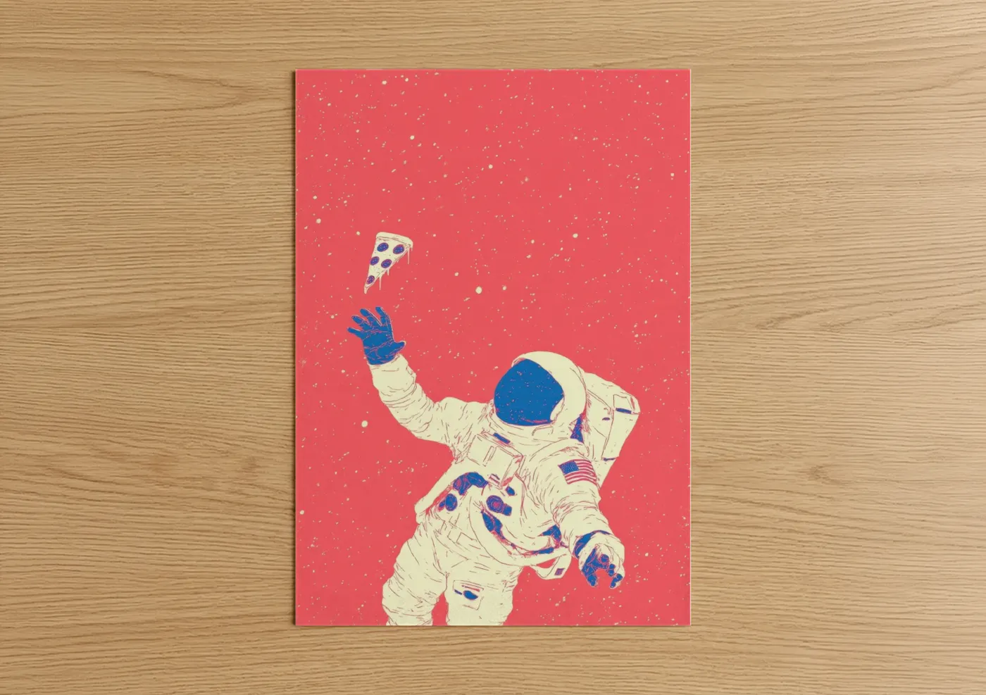 Astronaut Reaching for Pizza Space Wall Art