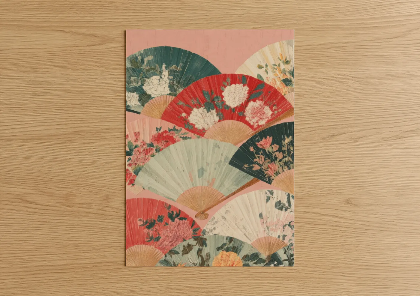Vintage Floral Fans Artistic Accessory Wall Art