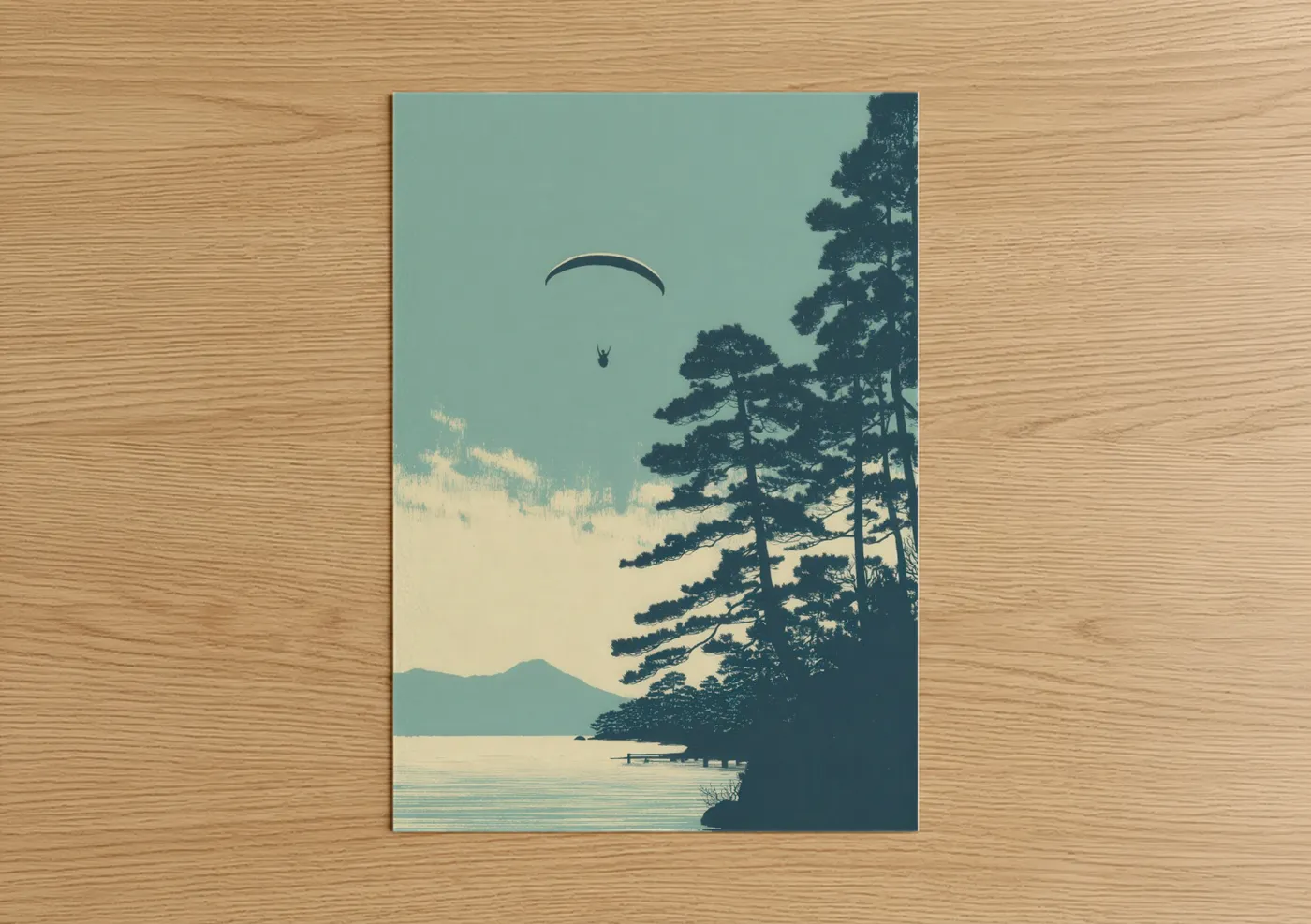 Paragliding Over Mountain Lake Landscape Wall Art