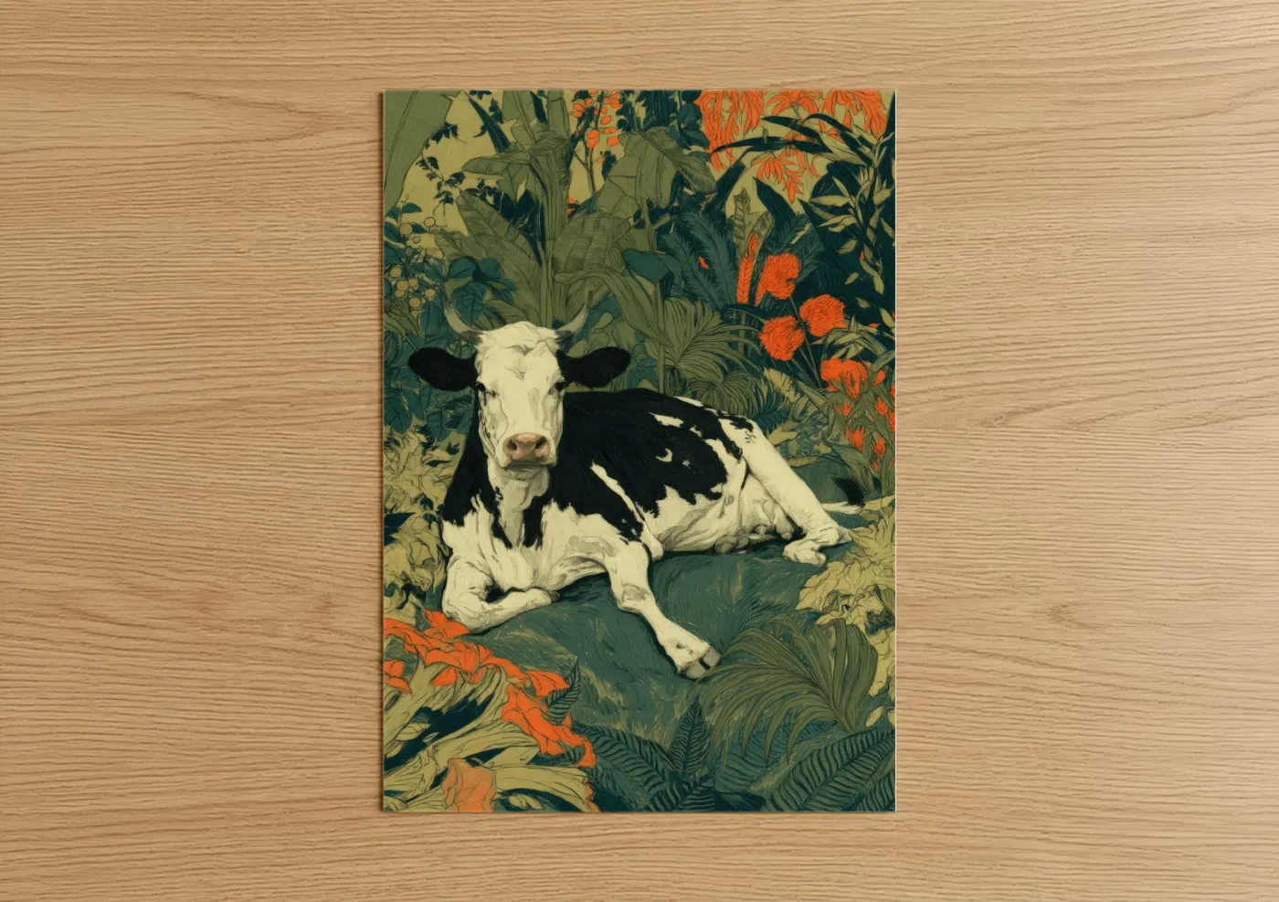 Jersey Cow Garden Botanical Illustration Wall Art