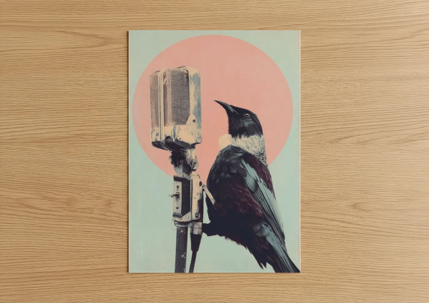 Black Parrot Singing Microphone Wall Art