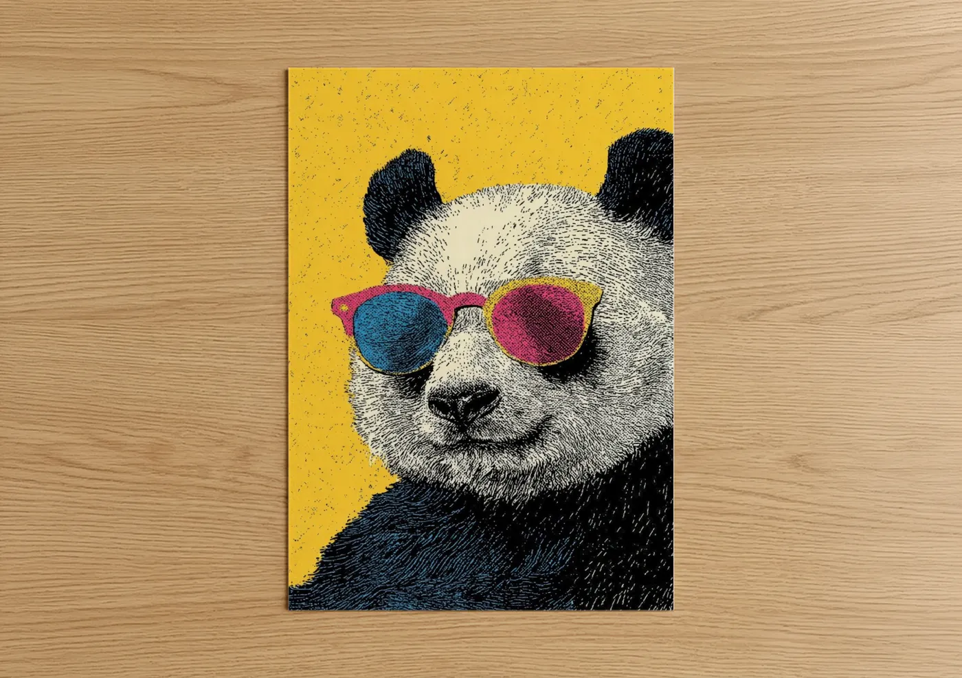 Cool Panda Sunglasses Yellow Pop Wall Art