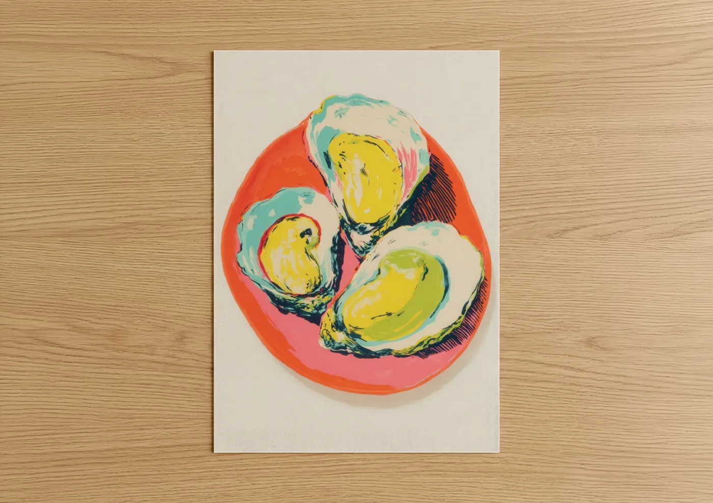 Vibrant Oysters Pop Art Illustration Wall Art