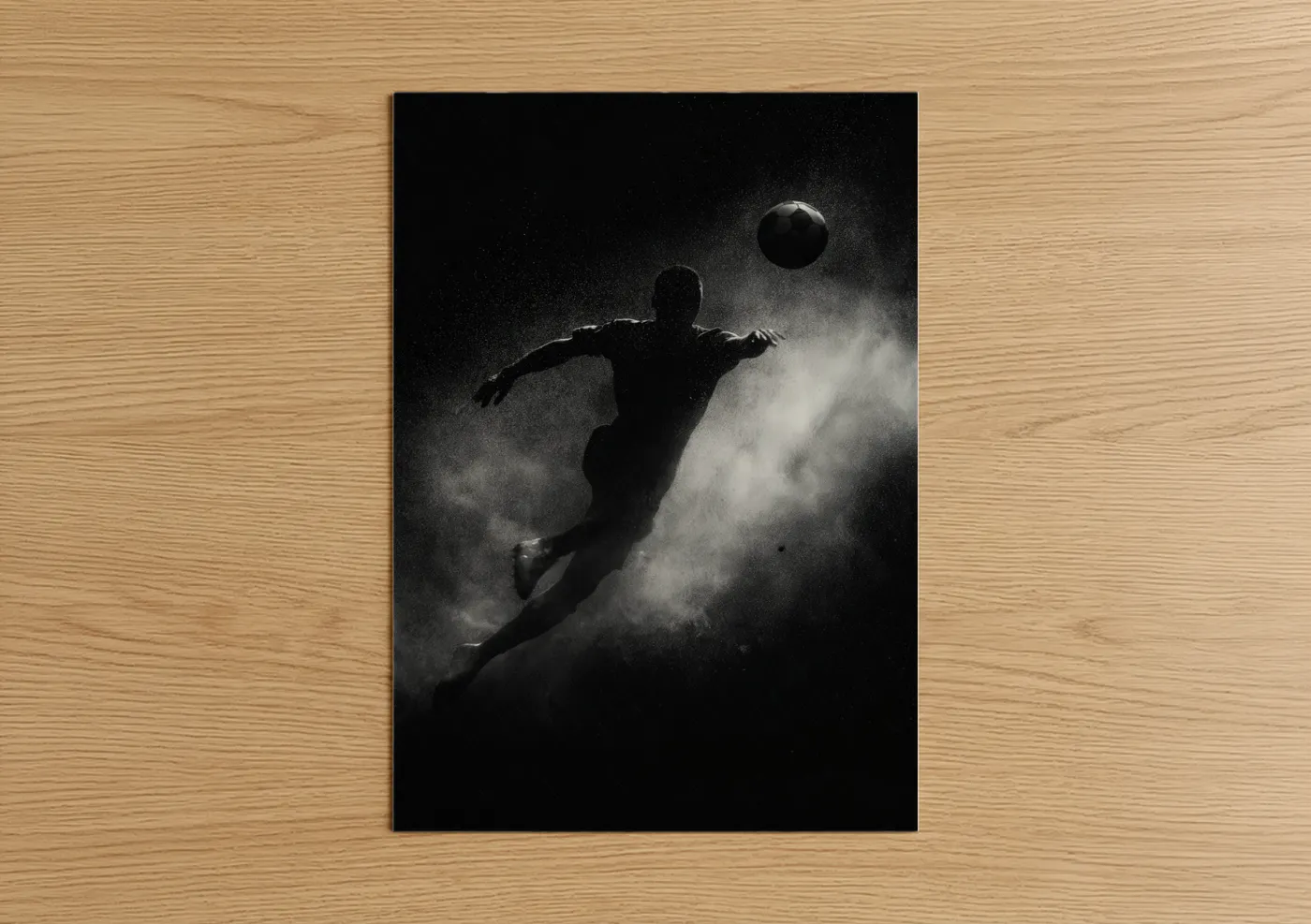 Dramatic Soccer Player Mid-Air Jump Wall Art