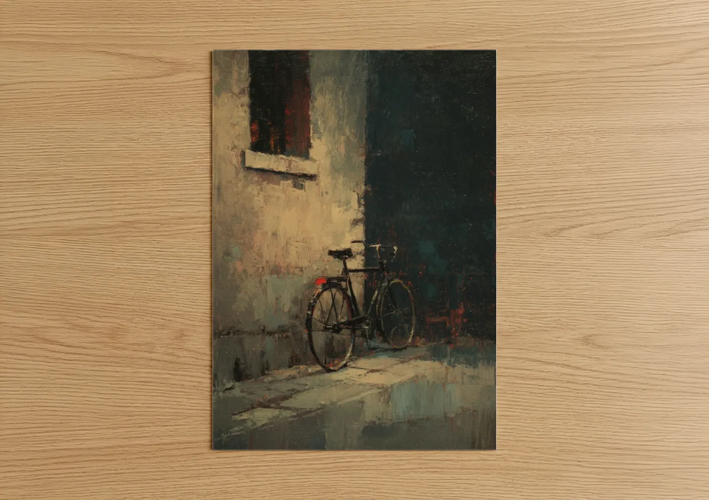 Urban Bicycle Weathered Alley Painting Wall Art