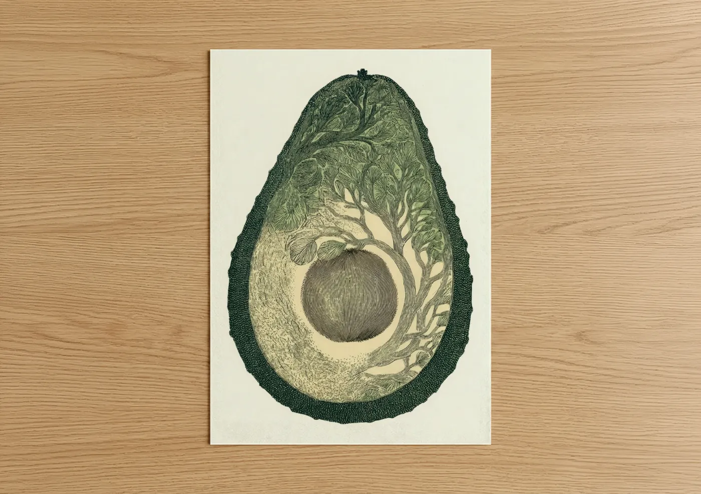 Avocado Anatomy Botanical Illustration Wall Art